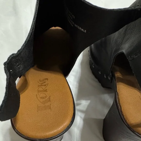 Korks Black Slingback Heels Comfort Block Heel Size 8 - Picture 3 of 5